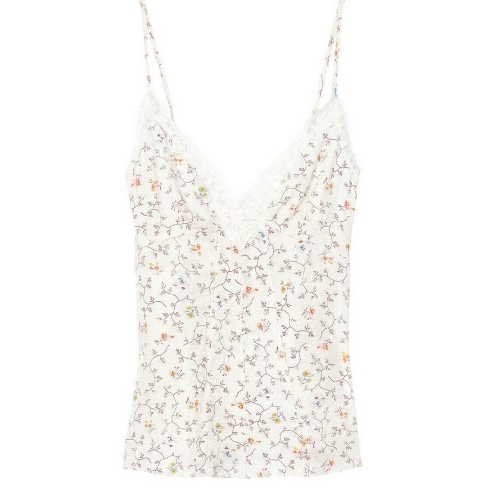 Rebecca Taylor Silk White Floral Camisole Blouse